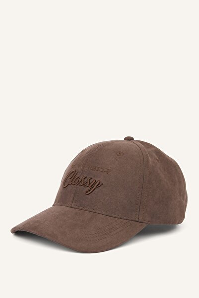 DeFacto Men's Text Embroidered Suede Cap Hat D5484Ax26Wn