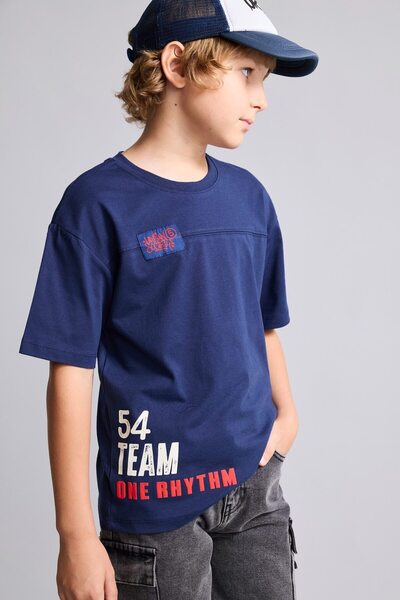 DeFacto Overshirt Fit Crew Neck Printed Short Sleeve T-Shirt for Boys I6499A8...