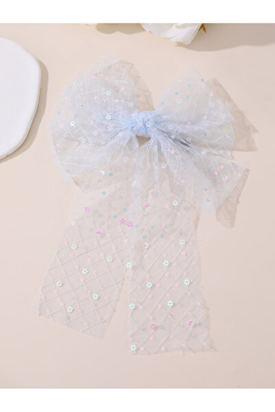 Take Two By Styli Girls Blue Sequin Bow Hair Clip