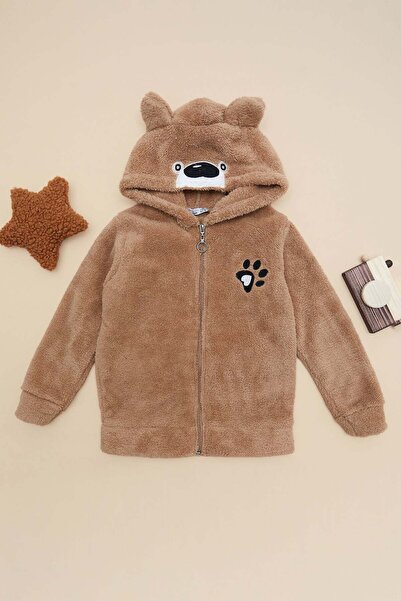 Fulla Moda Pati Embroidered Eared Girl's Plush Coat