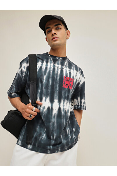 Mascln Sassafras By Styli Men Black Tie-Dye Tokyo Oversized T-Shirt