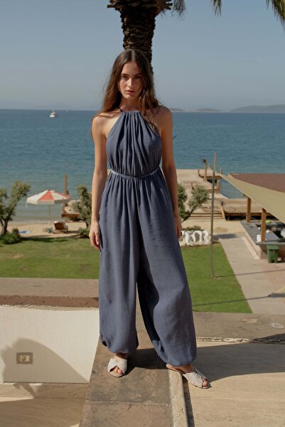 İKİKIZ Linen Navy Overalls
