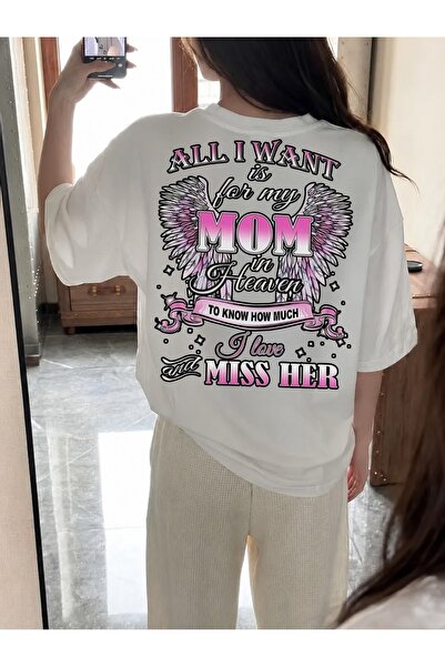 Generic Brand Angel Wings and Mom in Heaven Quote,premium cotton,women's t-sh...