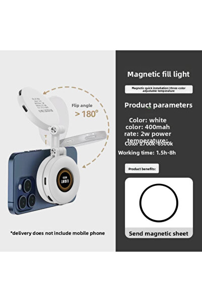 Choice1 WHITE Folding magnetic mobile phone fill light, landscape and portrai...