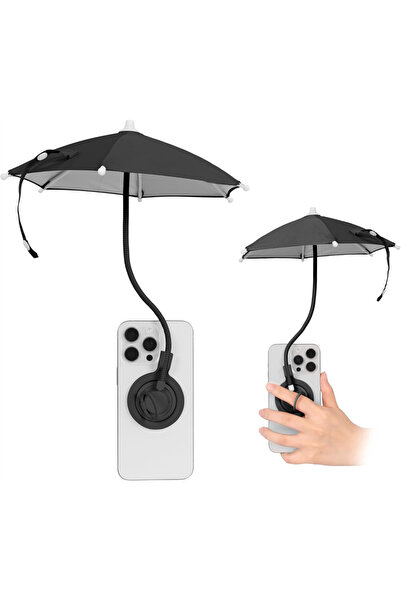 choice2 black Universal Adjustable Magnetic Phone Umbrella for Sun Ring Holde...