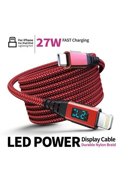 Choice1 Type-C to Lightning 1m Red iPhone Charger Cable 6FT [MFi Certified] U...