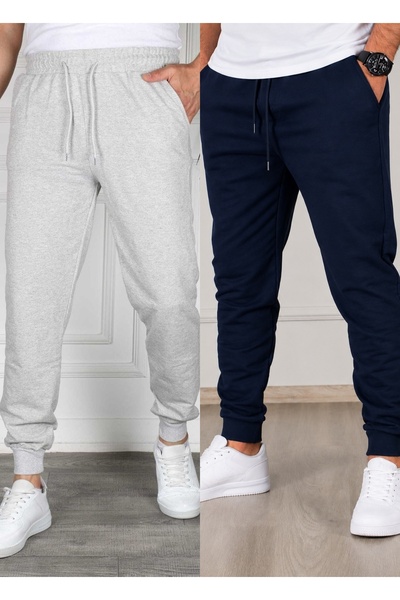TORUK MAKTO Set of 2 Unisex Ribbed Leg Sweatpants Jogger Comfortable Fit Dail...