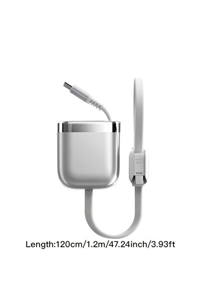 Choice1 White 240W PD Retractable USB C to USB C Fast Charging Cable For iPho...