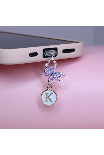 Choice11 K Customized Letter Butterfly Phone Dust Plug DIY Iridescent Crystal...