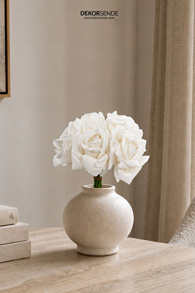 Dekorsende Artificial Rose Bunch White 25 cm