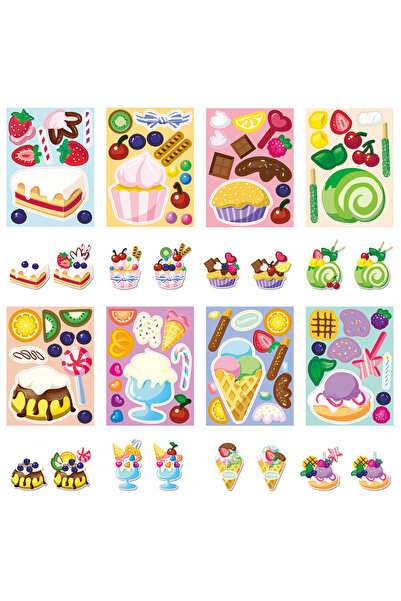 Choice 8PCS 8PCS Cute Dessert Cake Puzzle Stickers Dress Up Game DIY Waterpro...