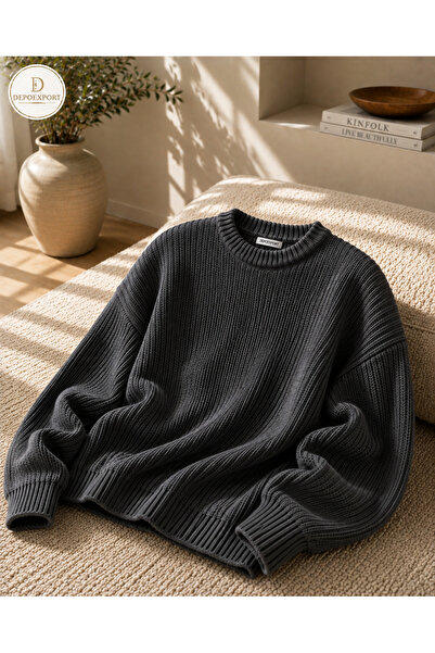 DepoExport Women's Premium Oversize Soft Crew Neck Knitwear Sweater