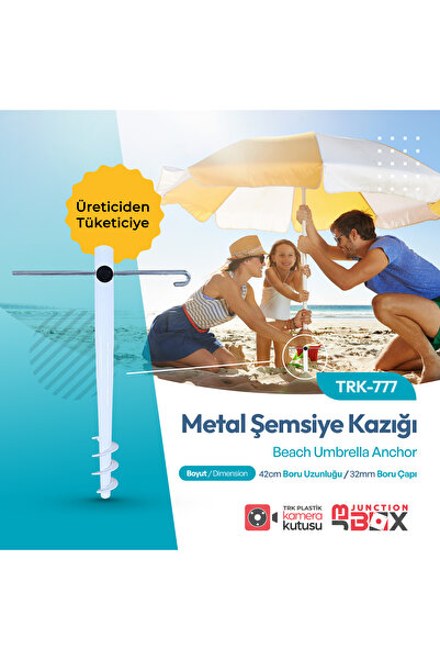 Düvenci Metal Şemsiye Kazığı, Bahçe Ve Plaj Şemsiyesi Kazığı (BEYAZ)