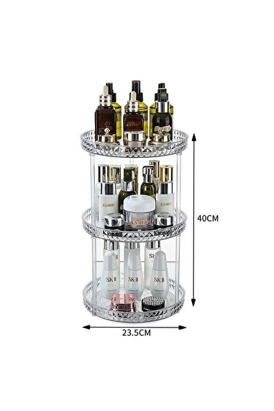 CK House Makeup Storage Box, 360 °   Rotatable Bathroom Skincare Organizer Ro...