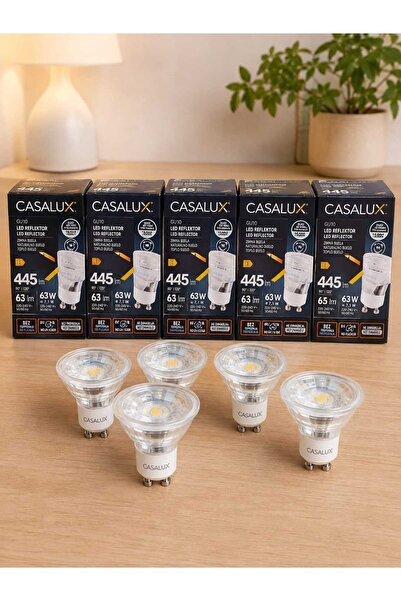 casalux Set 5 becuri LED GU10 – 7,1 W, 445 lm, Alb Cald 2700 K