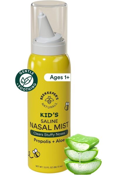 Beekeeper's Naturals بخاخ أنفي ملحي للأطفال، ينظف ويزيل احتقان الجيوب الأنفية...
