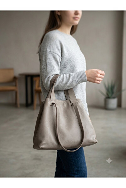 valentina victoria Valvic Genuine Leather Large Size Wide Handle Shoulder Bag.