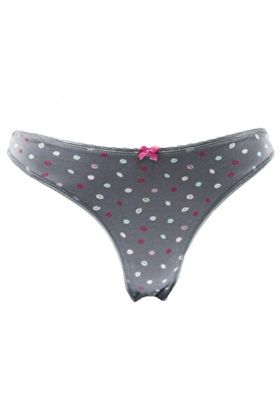 HUNEX UNDERWEAR Γυναικεία Βραζιλίας, Βαμβακερά, Ανθρακί, με σχέδιο φιλιών, 67...