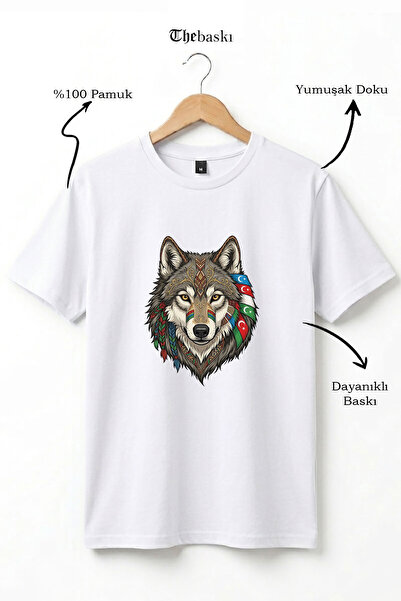 The Baski Wolf Figured Turkey Flag Gray Wolf Alpha Turkish Flag Printed 100% ...