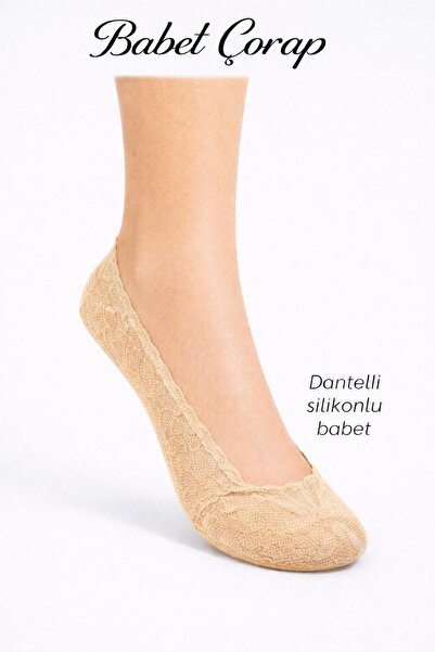 Dantelli Silikonlu 3 lü set Babet Çorap