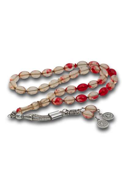 Inure Jewelry Double Color Transparent Crimped Amber Prayer Beads with Metal ...