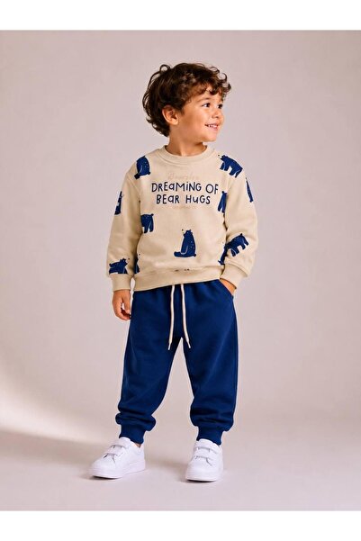 Acapella West Sky Boys' Bear Printed 2-Ply Cotton 3-10 Years Old 2-Piece Set
