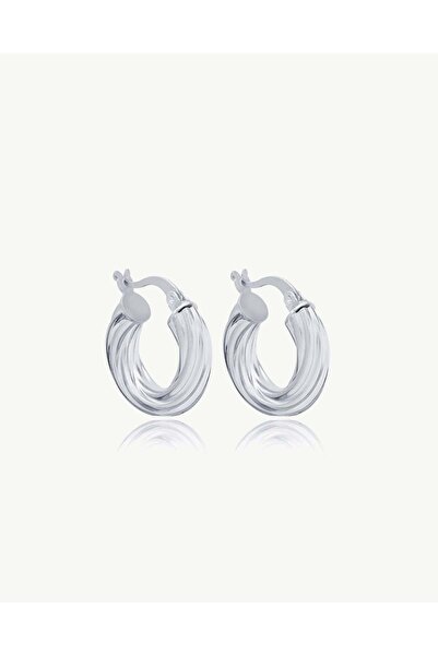 Stemma Jewelry Cercei Chunky Twisted Hoops din Argint 925, Placat cu Rodiu