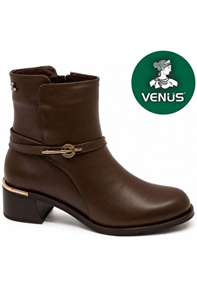 Venüs Odokra Genuine Leather Non-Slip Flat Sole Orthopedic Women's Boots Brown