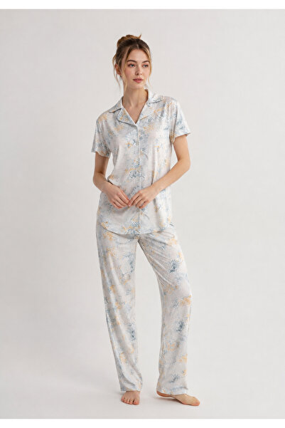 Kadın Desenli Pamuklu Pijama Takımı