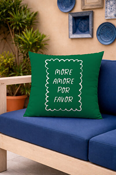Evmila More Amore Por Favor Green Text Printed Decorative Throw Pillow Cover ...