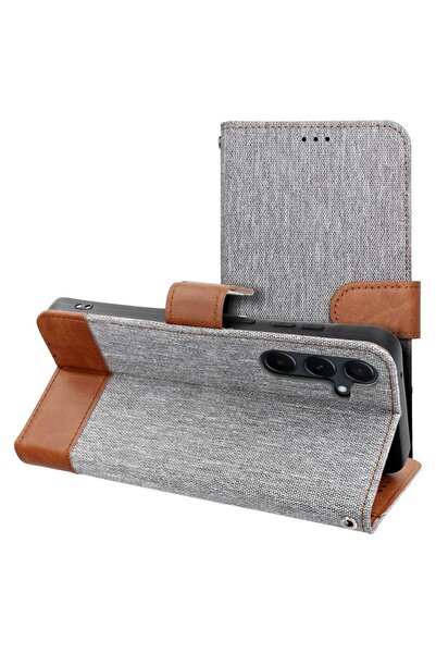 OEM Θήκη Πορτοφόλι Τζιν με Βάση Στήριξης - Γκρι (Xiaomi Redmi 14C / Redmi A4 ...