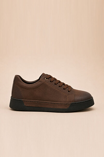 Nubuk Deri Erkek Ayakkabı Sneaker - Kahverengi 2610501