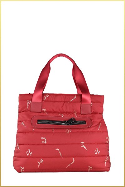 birizmoda Mely Parachute Fabric Large Size Hand and Shoulder Bag with Writing...
