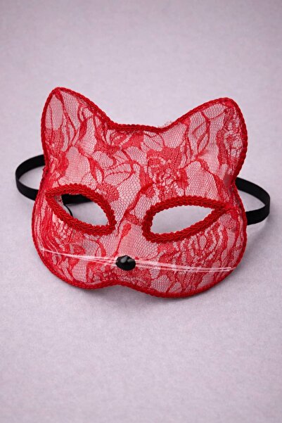 ReilaParty Lace Cat Mask Red – Halloween and Masquerade Costume Accessory