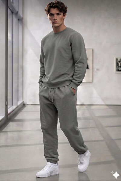 NO 601 Men's Nardo Plain Crew Neck Nardo Plain Sweatpants Set