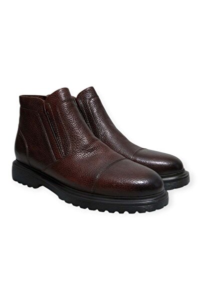 FRANCO CALVANI Brown Laceless Genuine Leather Men's Boots