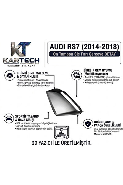 Audi RS7 2014-2018 Ön Tampon Sis Farı Çerçeve