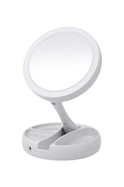 Abody LED Lighted Makeup Mirror Stand Desk With Storage Box White
