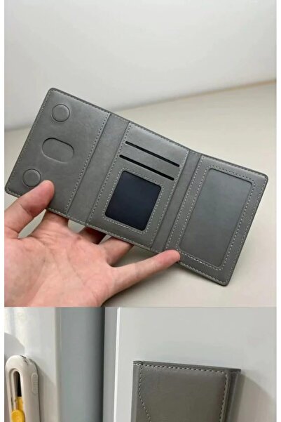 Lacoz Leather Trifold Card Holder with Magnetic Closure 6 Slots ID Window Photo Window Unisex