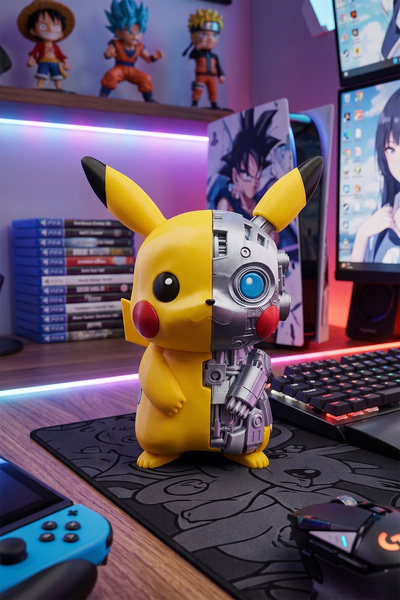 KLYNTO Pikachu Figürü - Cyborg Pikachu Figür 22 cm - Yarı Mekanik Pikachu Ani...