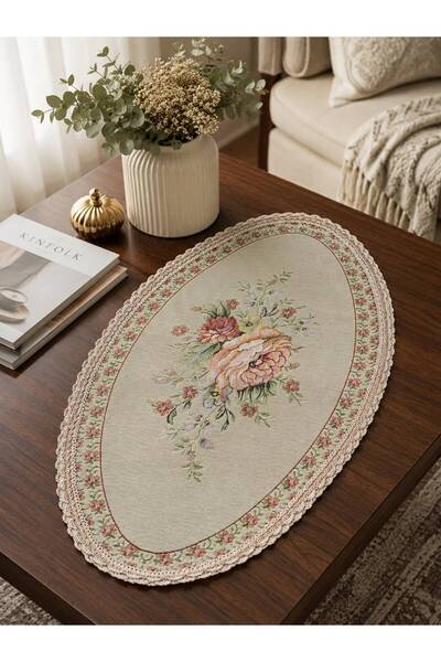 Yeshome Collection Vintage Bouquet Goblen 40X60 Narrow Oval Coffee Table Cover