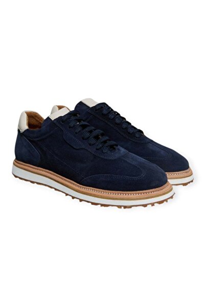FRANCO CALVANI Dark Blue Color Lace-Up Genuine Leather Men's Shoes
