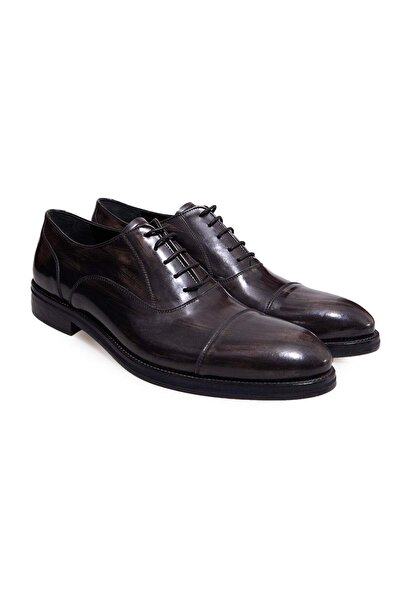 FRANCO CALVANI Gray Color Lace-Up Genuine Leather Men's Shoes