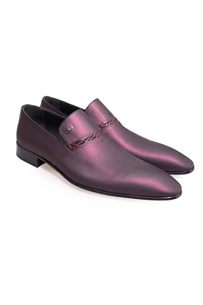 FRANCO CALVANI Purple Color Laceless Genuine Leather Men's Shoes