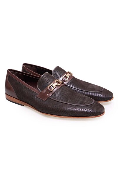 FRANCO CALVANI Brown Laceless Genuine Leather Men's Shoes
