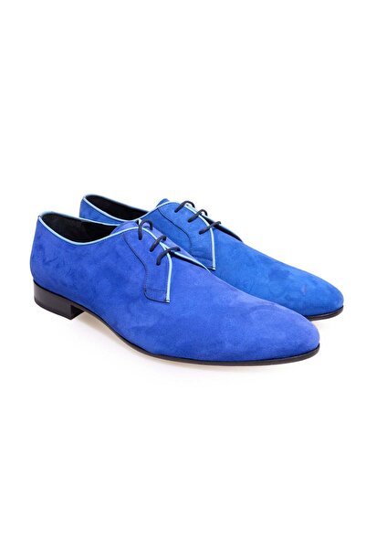 FRANCO CALVANI Sax Blue Color Lace-Up Genuine Leather Men's Shoes