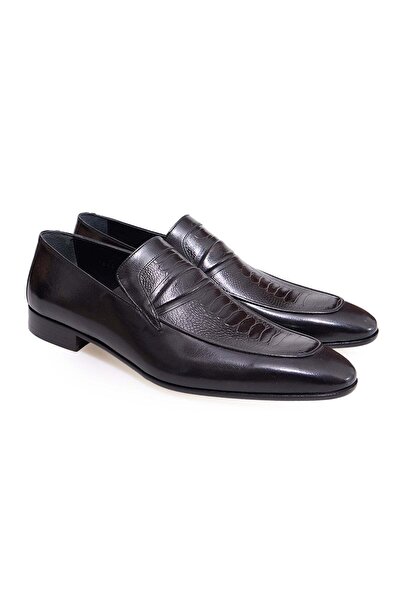 FRANCO CALVANI Black Color Laceless Genuine Leather Leather Sole Men's Shoes