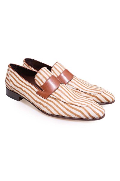 FRANCO CALVANI Beige Color Laceless Genuine Thai Feather Men's Shoes