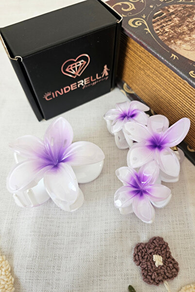 Cinderella Set of 2 White Lilac Purple Ombre Floral Lotus Hair Clips - Hawaii...