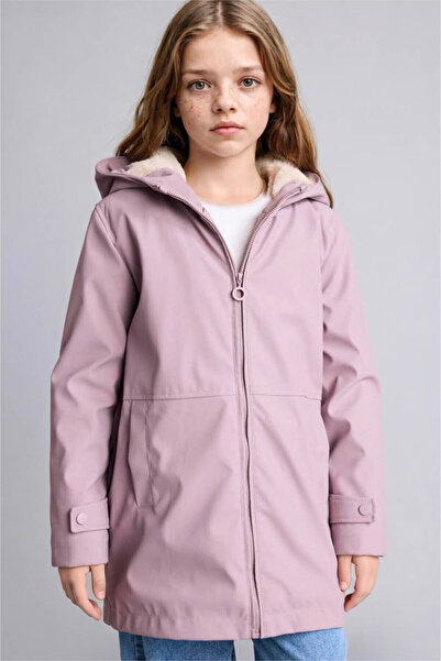 DeFacto Hooded Dusty Rose Girls' Raincoat & Windbreaker H1656A8/Br347